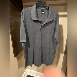 Hanes Gray Polo Shirt Soft Knit Short Sleeves